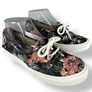 Vans Moody Floral Rose Lace Up Ballet Flats‎ Slip On Shoes Women's size 5.5 GUC